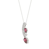 14K WHITE GOLD 7/8CT ROUND/PEAR DIAMOND LADIES PENDANT WITH CHAIN (PEAR RUBY 5/8CT)