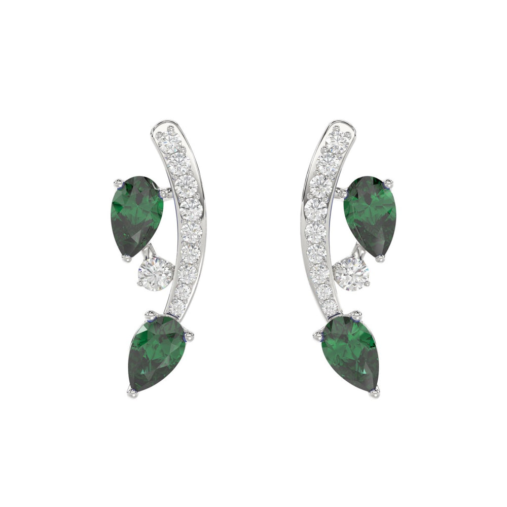 14K WHITE GOLD 1.00CT ROUND/PEAR DIAMOND LADIES EARRINGS (PEAR EMERALD DIAMOND 7/8CT)