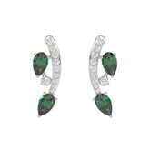 14K WHITE GOLD 1.00CT ROUND/PEAR DIAMOND LADIES EARRINGS (PEAR EMERALD DIAMOND 7/8CT)
