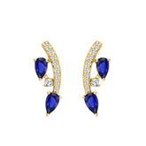 14K YELLOW GOLD 1.00CT ROUND/PEAR DIAMOND LADIES EARRINGS (PEAR BLUE DIAMOND 7/8CT)