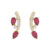 14K YELLOW GOLD 1.00CT ROUND/PEAR DIAMOND LADIES EARRINGS (PEAR RUBY DIAMOND 7/8CT)