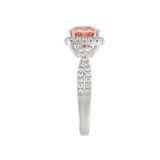 14K WHITE GOLD CRAFTED WITH 18K YELLOW GOLD SHANK 2 1/2CT ROUND/CUSHION DIAMOND LADIES BRIDAL RING (CENTER STONE CUSHION PINK DIAMOND 2.00CT)