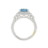 14K WHITE GOLD CRAFTED WITH 18K YELLOW GOLD SHANK 4 1/2CT ROUND/EMERALD DIAMOND LADIES RING (CENTER STONE EMERALD BLUE DIAMOND 3.00CT)