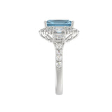 14K WHITE GOLD CRAFTED WITH 18K YELLOW GOLD SHANK 4 1/2CT ROUND/EMERALD DIAMOND LADIES RING (CENTER STONE EMERALD BLUE DIAMOND 3.00CT)