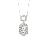 14K WHITE GOLD 1 1/2CT ROUND/HEZAGON DIAMOND STEP CUT DIAMOND LADIES PENDANT
