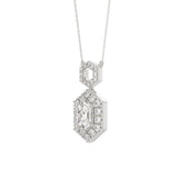 14K WHITE GOLD 1 1/2CT ROUND/HEZAGON DIAMOND STEP CUT DIAMOND LADIES PENDANT