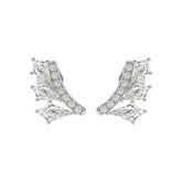 14K WHITE GOLD 1 1/2CT ROUND/KITE STEP CUT DIAMOND LADIES EARRINGS