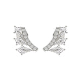 14K WHITE GOLD 1 1/2CT ROUND/KITE STEP CUT DIAMOND LADIES EARRINGS
