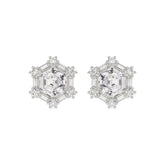 14K WHITE GOLD 1 1/4CT ROUND/BAGUETTE/HEZAGON STEP CUT DIAMOND LADIES EARRINGS