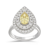 14K WHITE GOLD 2 1/2CT ROUND/PEAR DIAMOND LADIES RING