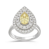 14K WHITE GOLD 2 1/2CT ROUND/YELLOW PEAR DIAMOND LADIES RING