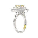 14K WHITE GOLD CRAFTED WITH 18K YELLOW GOLD SHANK 2 1/2CT ROUND/YELLOW PEAR DIAMOND LADIES RING