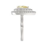 14K WHITE GOLD CRAFTED WITH 18K YELLOW GOLD SHANK 2 1/2CT ROUND/YELLOW PEAR DIAMOND LADIES RING