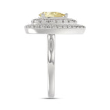 14K WHITE GOLD 2 1/2CT ROUND/YELLOW PEAR DIAMOND LADIES RING