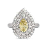 14K WHITE GOLD 2 1/2CT ROUND/YELLOW PEAR DIAMOND LADIES RING
