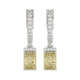 14K WHITE GOLD CRAFTED WITH 18K YELLOW GOLD BLACK PLATE 2 1/4CT ROUND/YELLOW EMERALD DIAMOND LADIES HOOPS EARRINGS
