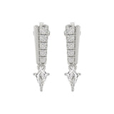 14K WHITE GOLD 3/4CT ROUND/KITE STEP CUT DIAMOND LADIES EARRINGS