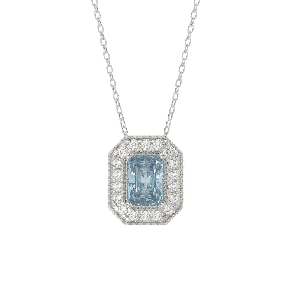 14K WHITE GOLD 1 1/4CT ROUND/BLUE RADIANT DIAMOND LADIES PENDANT WITH CHAIN (BLUE RADIANT DIAMOND 1.00CT)