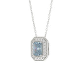 14K WHITE GOLD CRAFTED WITH 18K YELLOW GOLD BACK PLATE 1 1/4CT ROUND/BLUE EMERALD DIAMOND LADIES PENDANT WITH CHAIN