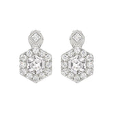 14KWHITE GOLD 2 1/4CT ROUND/HEXAGON STEP CUT DIAMOND LADIES EARRINGS