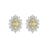 14K WHITE GOLD 1 1/2CT ROUND/YELLOW OVAL DIAMOND LADIES EARRING