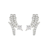 14K WHITE GOLD 3/4CT ROUND/LOZENGE DIAMOND LADIES EARRINGS