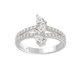 14K WHITE GOLD 1.00CT ROUND/PEAR DIAMOND LADIES RING