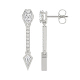 14K WHITE GOLD 1.00CT ROUND/OVAL/KITE DIAMOND LADIES EARRINGS