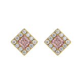 14K YELLOW GOLD 1.00CT ROUND/PRINCESS DIAMOND LADIES EARRINGS