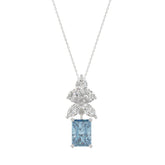 14K WHITE GOLD 2 1/4CT PEAR/MARQUISE/BLUE RADIANT DIAMOND LADIES PENDANT WITH CHAIN