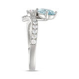 14K WHITE GOLD 1 3/4CT ROUND/PEAR/BLUE PEAR DIAMOND LADIES RING (CENTER STONE PEAR DIAMOND 1CT)