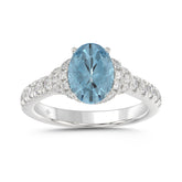 14K WHITE GOLD 2 3/4CT ROUND/BLUE OVAL DIAMOND LADIES RING (CENTER STONE BLUE OVAL DIAMOND 2CT)