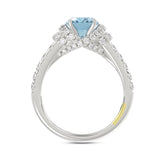 14K WHITE GOLD CRAFTED WITH 18K YELLOW GOLD SHANK 2 3/4CT ROUND/BLUE OVAL DIAMOND LADIES RING (CENTER STONE OVAL BLUE DIAMOND 2.00CT)