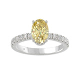 14K WHITE GOLD 2 1/2CT ROUND/OVAL DIAMOND LADIES RING (CENTER STONE YELLOW OVAL DIAMOND 2CT)