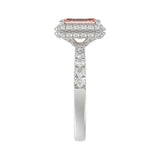 ETERNAL BLUSH COLLECTION 14K WHITE GOLD 4.00CT ROUND/EMERALD DIAMOND LADIES RING (CENTER STONE PINK EMERALD DIAMOND 3CT)