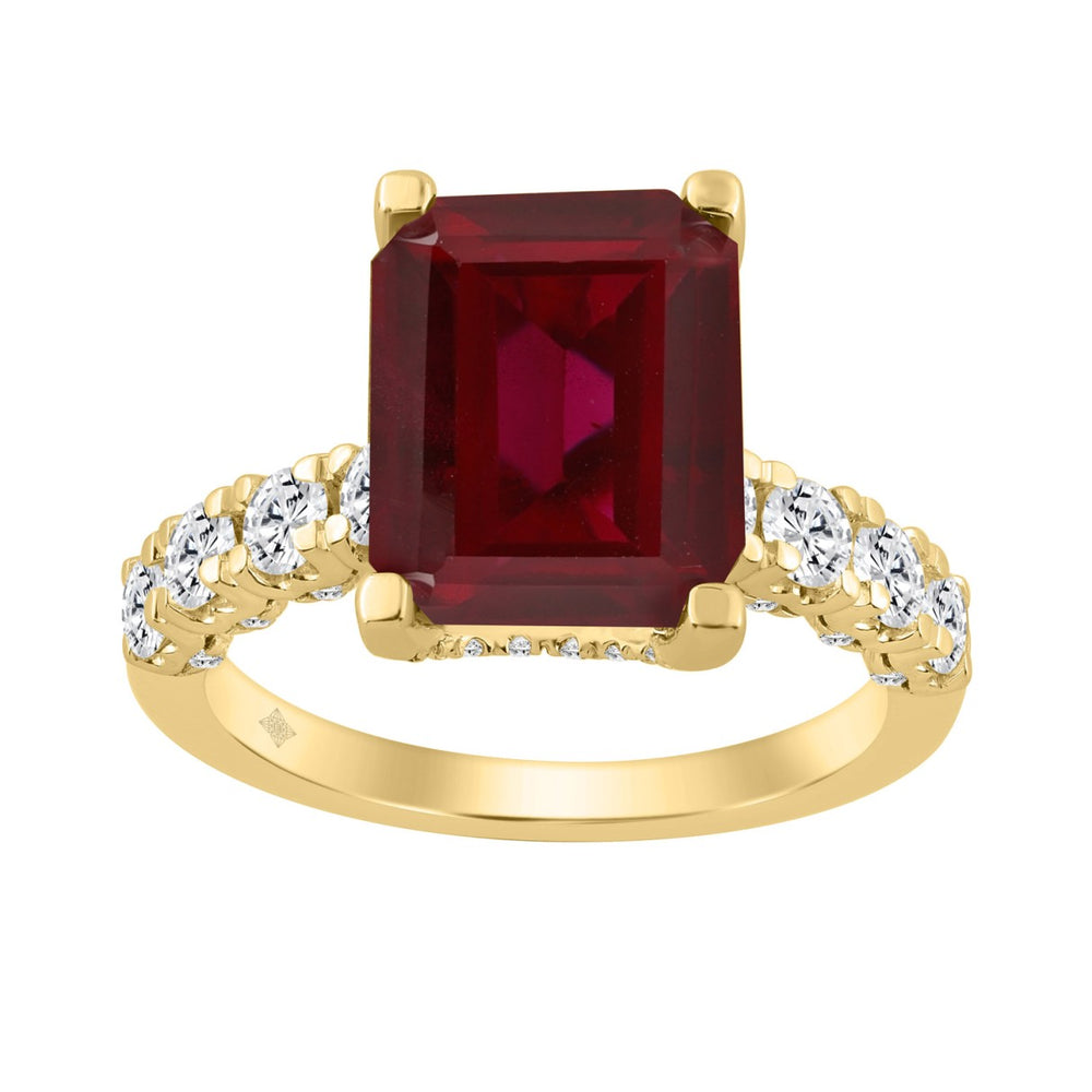 14K YELLOW GOLD 7.00CT ROUND/RUBY EMERALD DIAMOND LADIES RING (CENTER STONE RUBY EMERALD DIAMOND 6CT)