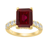 14K YELLOW GOLD 7.00CT ROUND/RUBY EMERALD DIAMOND LADIES RING (CENTER STONE RUBY EMERALD DIAMOND 6CT)