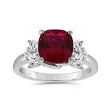 14K WHITE GOLD 1.00CT ROUND/RUBY CUSHION/MARQUISE DIAMOND LADIES RING