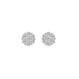 14K WHITE GOLD 1.00CT ROUND DIAMOND LADIES FLOWER EARRINGS