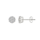 14K WHITE GOLD 1.00CT ROUND DIAMOND LADIES FLOWER EARRINGS