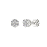14K WHITE GOLD 1.00CT ROUND DIAMOND LADIES FLOWER EARRINGS