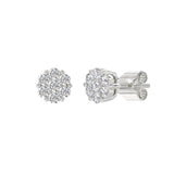 14K WHITE GOLD 1 1/2CT ROUND DIAMOND LADIES FLOWER EARRINGS