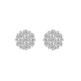 14K WHITE GOLD 3.00CT ROUND DIAMOND LADIES FLOWER EARRINGS