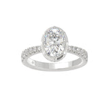 14K WHITE GOLD 2 1/2CT ROUND/OVAL DIAMOND LADIES RING (CENTER STONE OVAL DIAMOND 2CT)
