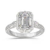 14K WHITE GOLD 3 1/2CT ROUND/PEAR/EMERALD DIAMOND LADIES RING (CENTER STONE EMERALD DIAMOND 3CT)