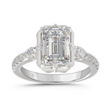 14K WHITE GOLD 3 1/2CT ROUND/PEAR/EMERALD DIAMOND LADIES RING (CENTER STONE EMERALD DIAMOND 3CT)