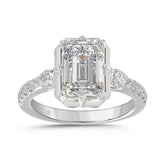 14K WHITE GOLD 3 1/2CT ROUND/PEAR/EMERALD DIAMOND LADIES RING (CENTER STONE EMERALD DIAMOND 3CT)