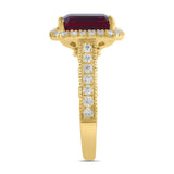 14K YELLOW GOLD 5 3/4CT ROUND/EMERALD/BAGUETTE DIAMOND LADIES RING (CENTER STONE EMERALD RUBY DIAMOND 5CT)