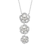 14K WHITE GOLD 1/3CT ROUND/PEARL DIAMOND LADIES PENDANT WITH CHAIN