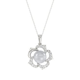 14K WHITE GOLD 1/4CT ROUND/PEARL DIAMOND LADIES PENDANT WITH CHAIN